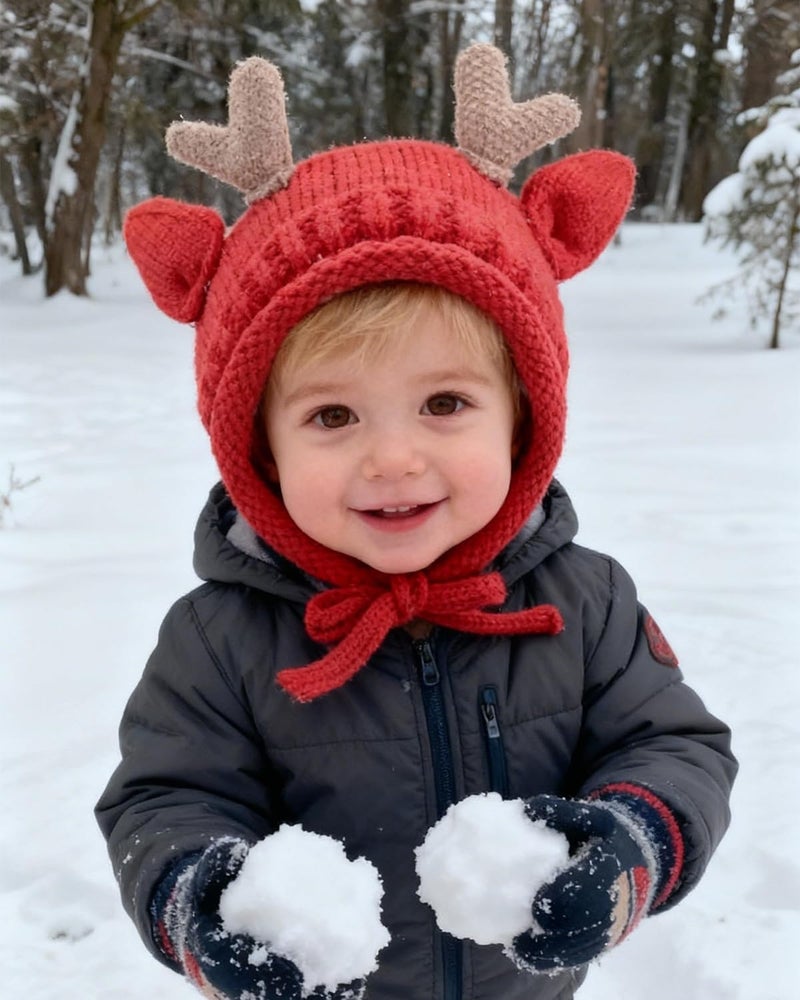 MINGSEECESS Kids Knitted Beanie Hat Cute Frog Cartoon Winter Warmer Cap with Big Eyes for Baby Boys Girls - Image 2